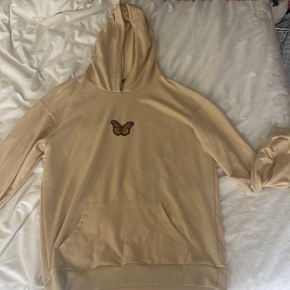 Gold oversized hoodie with Butterfly